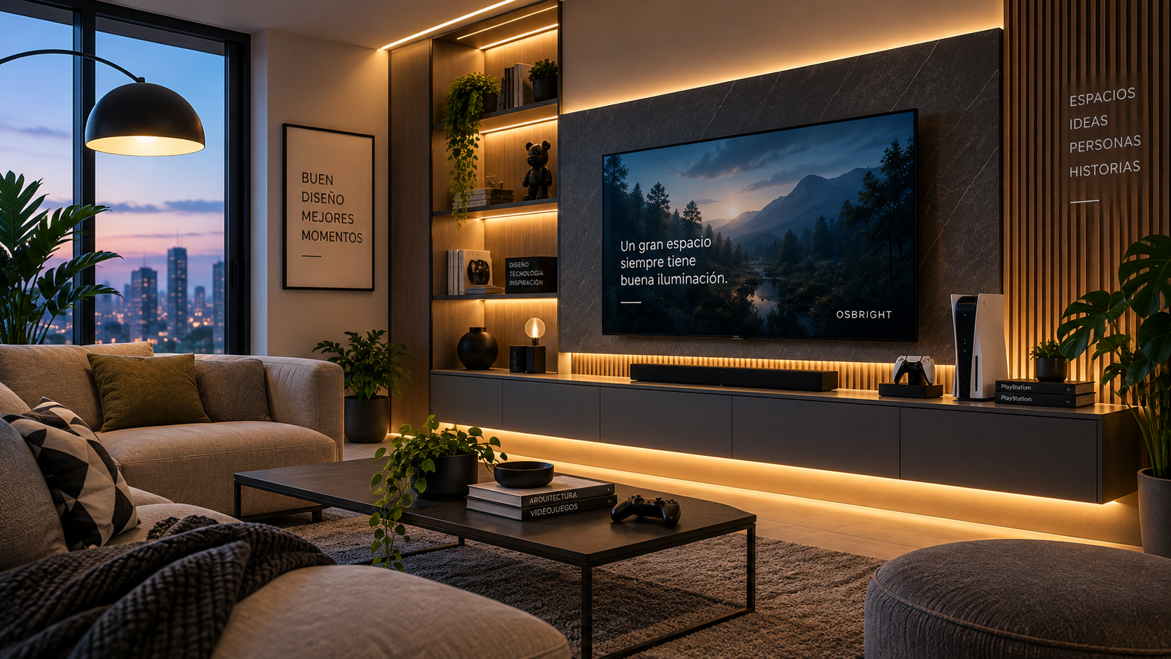 Mueble de TV con iluminación LED integrada